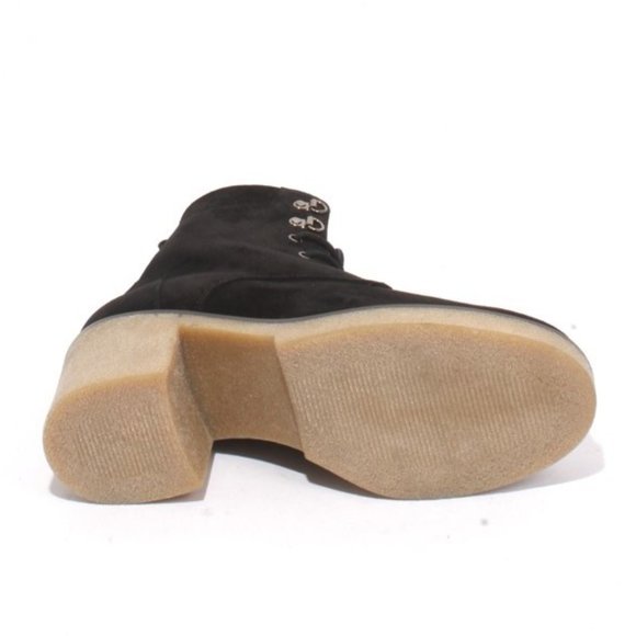 ITALIAN Black Suede Leather Zip Lace Ankle Boots